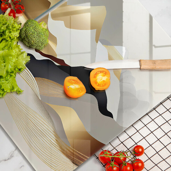 Cache plaque de cuisson Montagnes dorées abstraites