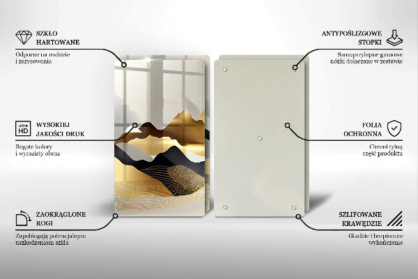 Cache plaque de cuisson Montagnes dorées abstraites