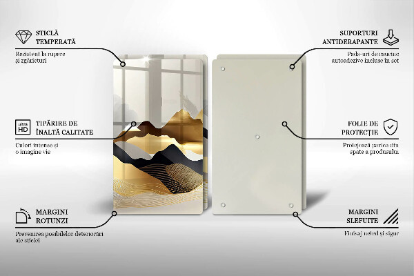 Cache plaque de cuisson Montagnes dorées abstraites