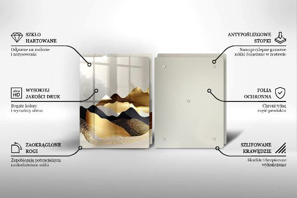 Cache plaque de cuisson Montagnes dorées abstraites