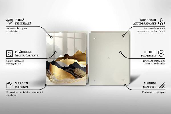 Cache plaque de cuisson Montagnes dorées abstraites