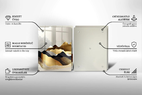 Cache plaque de cuisson Montagnes dorées abstraites