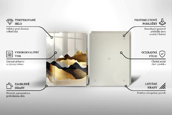 Cache plaque de cuisson Montagnes dorées abstraites