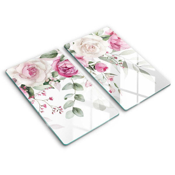 Cache plaque de cuisson Roses aquarelles