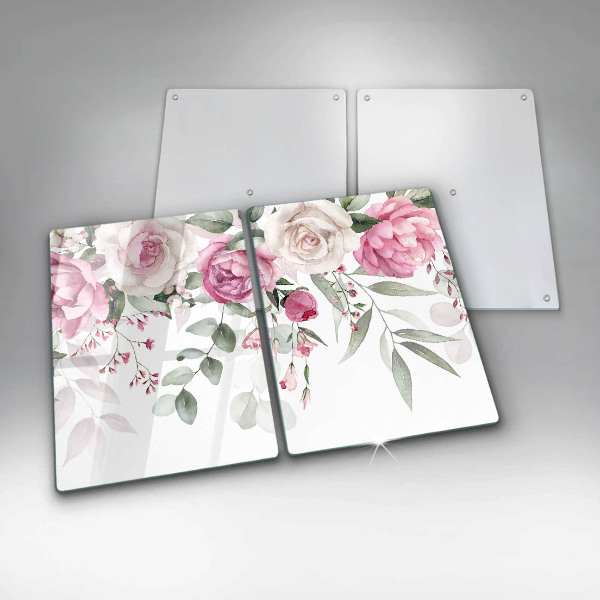 Cache plaque de cuisson Roses aquarelles