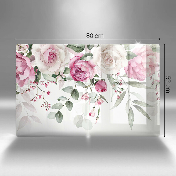 Cache plaque de cuisson Roses aquarelles