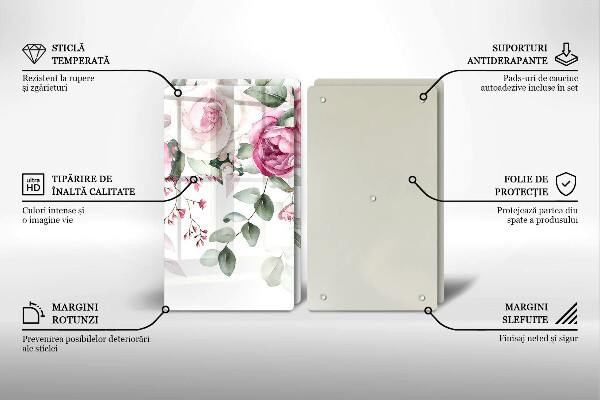 Cache plaque de cuisson Roses aquarelles