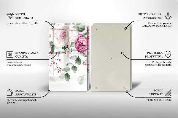 Cache plaque de cuisson Roses aquarelles