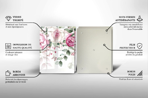Cache plaque de cuisson Roses aquarelles