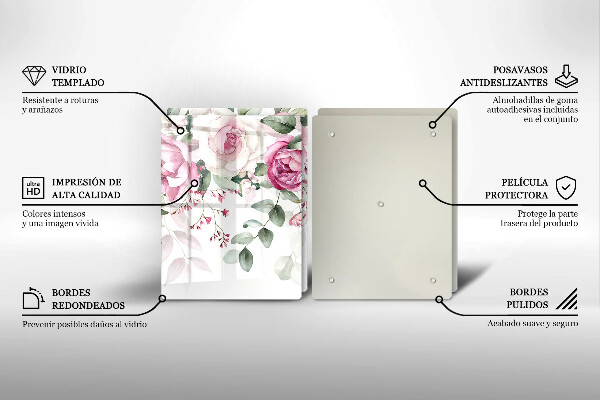 Cache plaque de cuisson Roses aquarelles