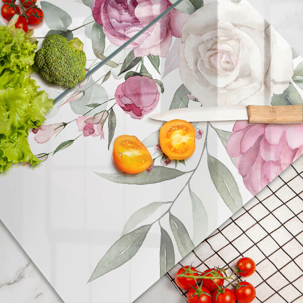 Cache plaque de cuisson Roses aquarelles