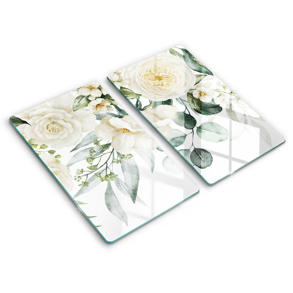 Cache plaque de cuisson Fleurs aquarelles