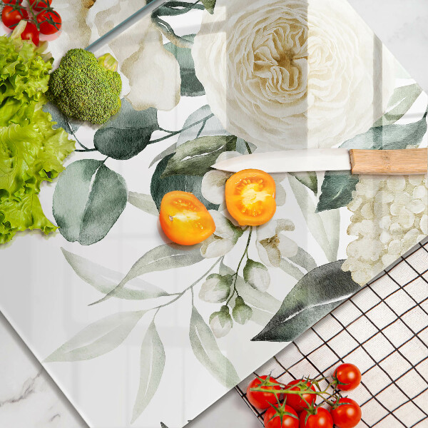 Cache plaque de cuisson Fleurs aquarelles