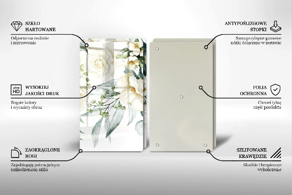 Cache plaque de cuisson Fleurs aquarelles