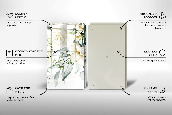 Cache plaque de cuisson Fleurs aquarelles