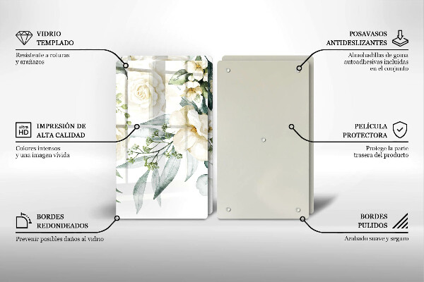 Cache plaque de cuisson Fleurs aquarelles