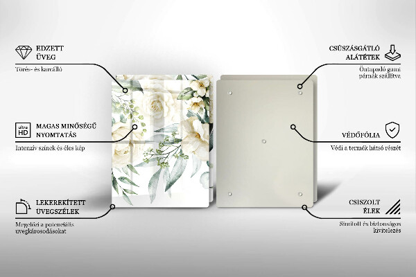 Cache plaque de cuisson Fleurs aquarelles