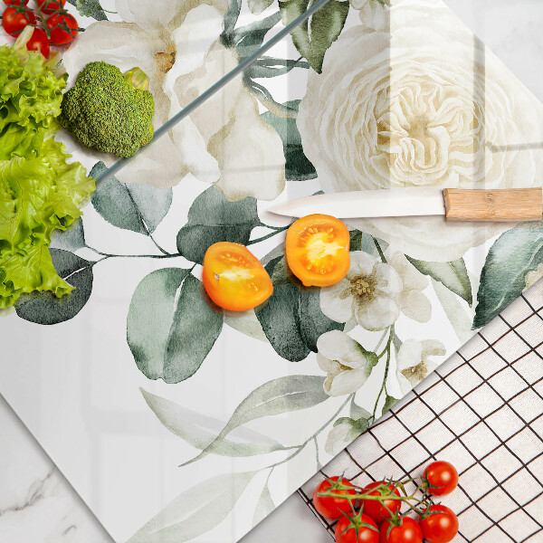 Cache plaque de cuisson Fleurs aquarelles