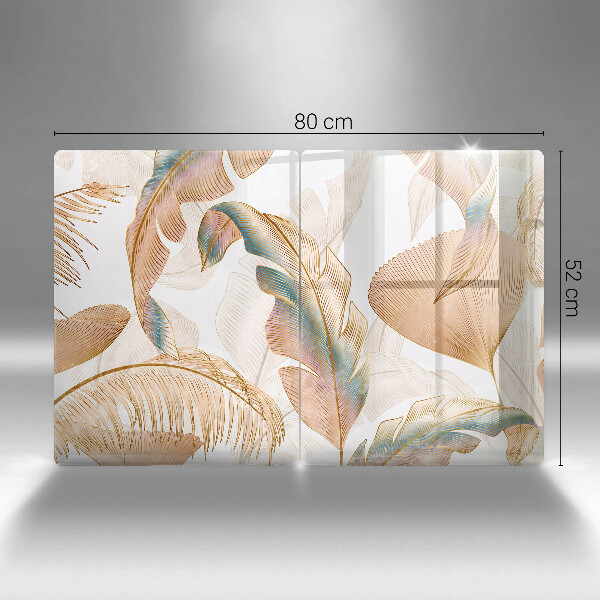 Cache plaque de cuisson Plumes et feuilles de bohème