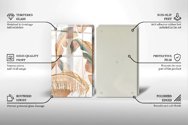 Cache plaque de cuisson Plumes et feuilles de bohème