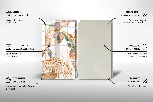Cache plaque de cuisson Plumes et feuilles de bohème