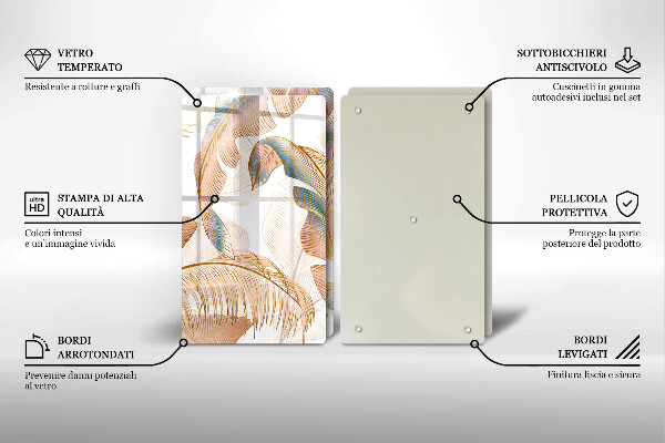 Cache plaque de cuisson Plumes et feuilles de bohème
