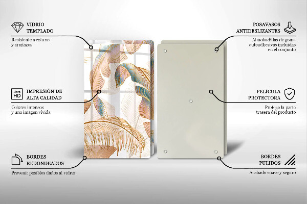 Cache plaque de cuisson Plumes et feuilles de bohème