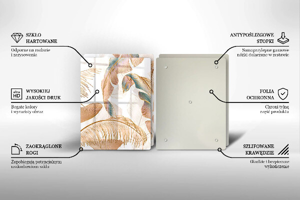 Cache plaque de cuisson Plumes et feuilles de bohème