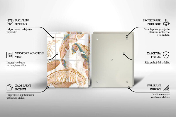 Cache plaque de cuisson Plumes et feuilles de bohème