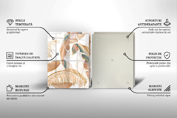 Cache plaque de cuisson Plumes et feuilles de bohème