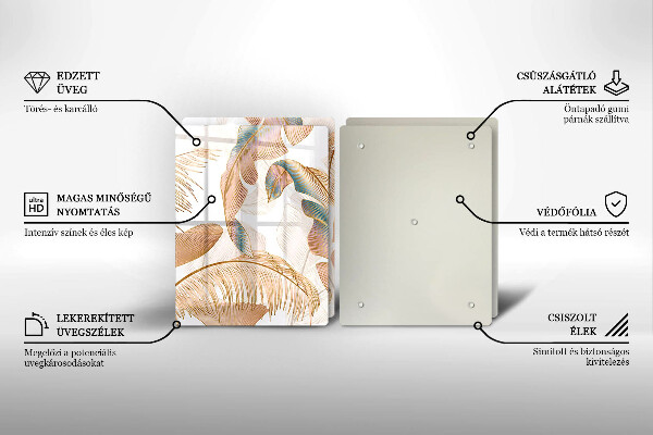 Cache plaque de cuisson Plumes et feuilles de bohème