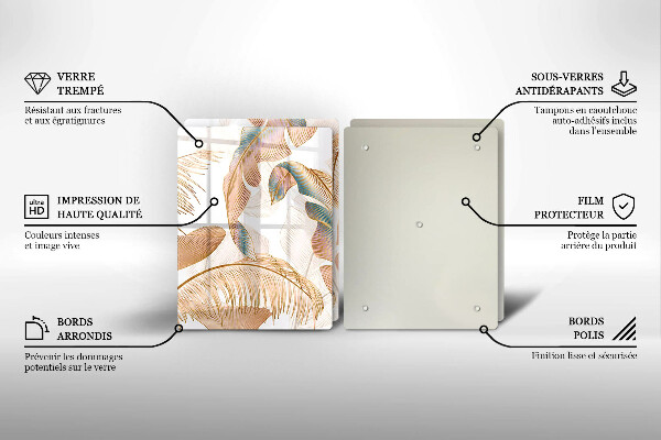 Cache plaque de cuisson Plumes et feuilles de bohème