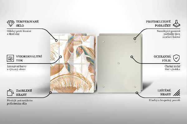 Cache plaque de cuisson Plumes et feuilles de bohème