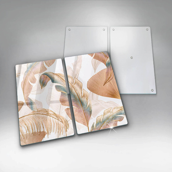 Cache plaque de cuisson Plumes et feuilles de bohème