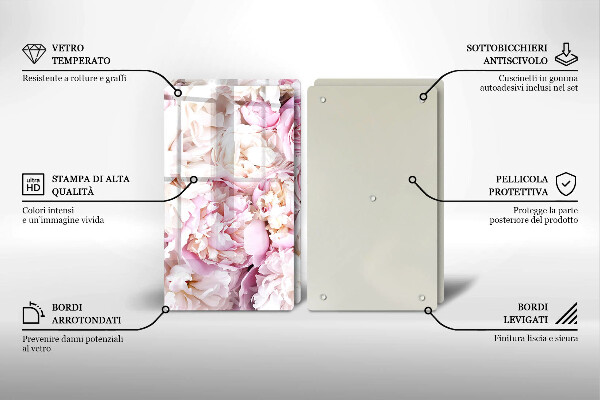 Cache plaque de cuisson Bouquet de pivoines