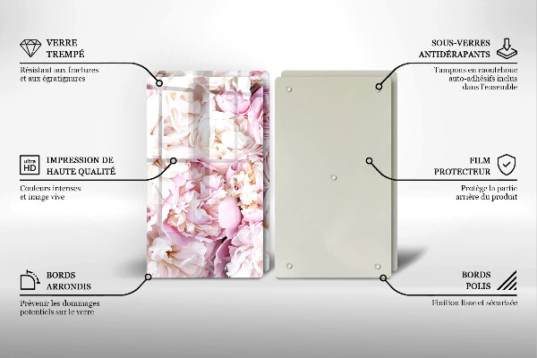 Cache plaque de cuisson Bouquet de pivoines