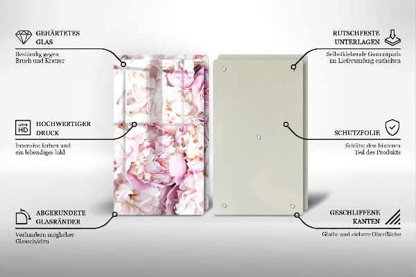 Cache plaque de cuisson Bouquet de pivoines