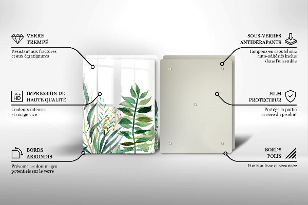 Cache plaque de cuisson Illustration de feuilles de plantes