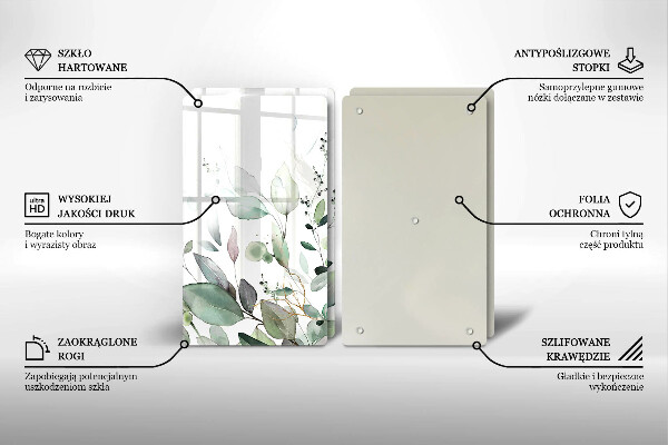 Cache plaque de cuisson Plantes aquarelles