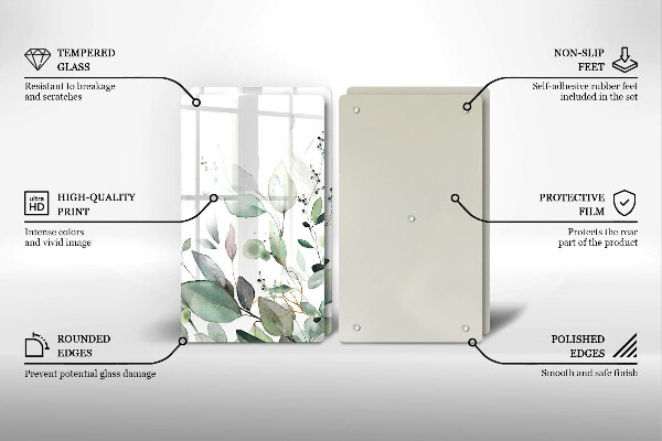 Cache plaque de cuisson Plantes aquarelles