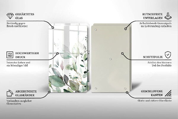 Cache plaque de cuisson Plantes aquarelles