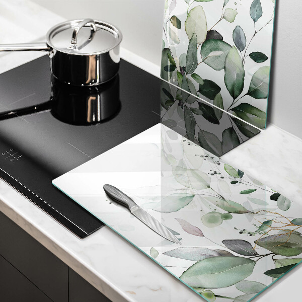 Cache plaque de cuisson Plantes aquarelles