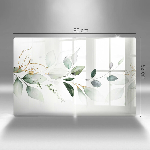 Cache plaque de cuisson Feuilles d'aquarelle