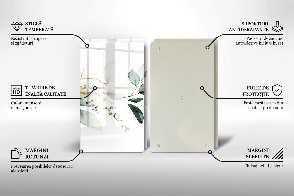 Cache plaque de cuisson Feuilles d'aquarelle