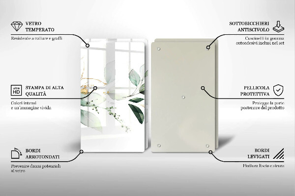 Cache plaque de cuisson Feuilles d'aquarelle