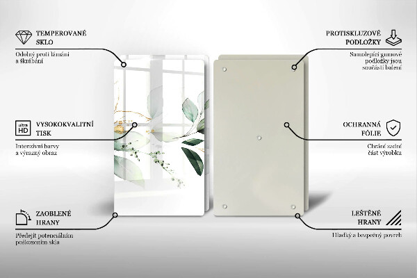 Cache plaque de cuisson Feuilles d'aquarelle