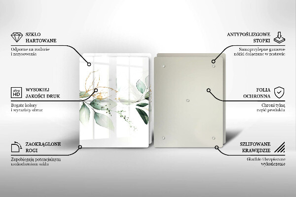 Cache plaque de cuisson Feuilles d'aquarelle