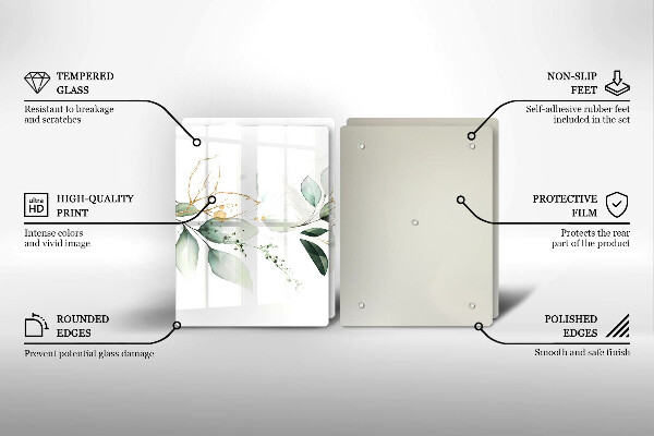 Cache plaque de cuisson Feuilles d'aquarelle