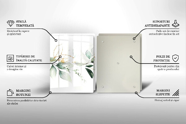 Cache plaque de cuisson Feuilles d'aquarelle