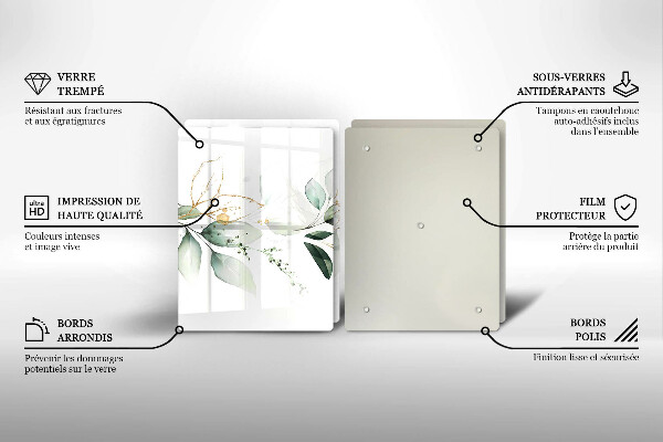 Cache plaque de cuisson Feuilles d'aquarelle